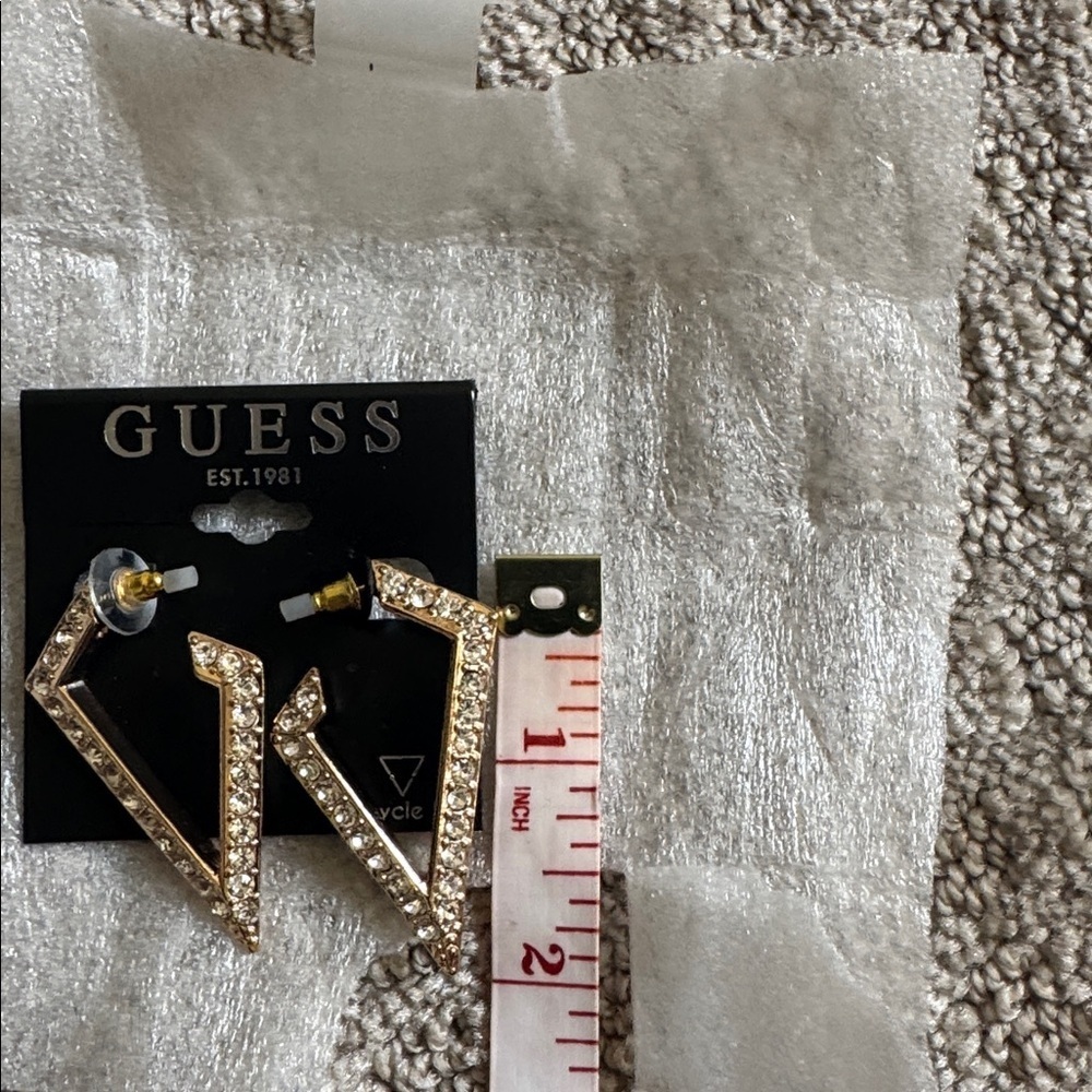 GUESS Gold-Tone Crystal V Earrings - Picture 3 of 3